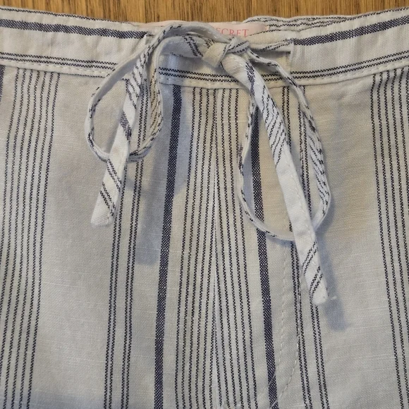 Victoria Secret Iconic Striped Lounge Pants Gray White Wide Leg Drawstring Sz14 - Picture 4 of 13